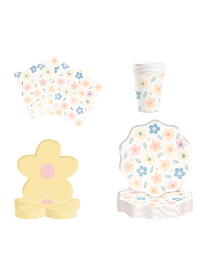 Home Smart Flower Series Dessert Plates (8" & 10.5"), Cups (9oz, 8 Pcs), Napkins (6.5" x 6.5", 16 Pcs) - Elegant Flower Series Set for Parties, Gatherings, Birthday and Special Occasions - Image 1